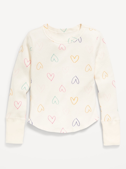 Printed Long-Sleeve Thermal-Knit T-Shirt for Girls