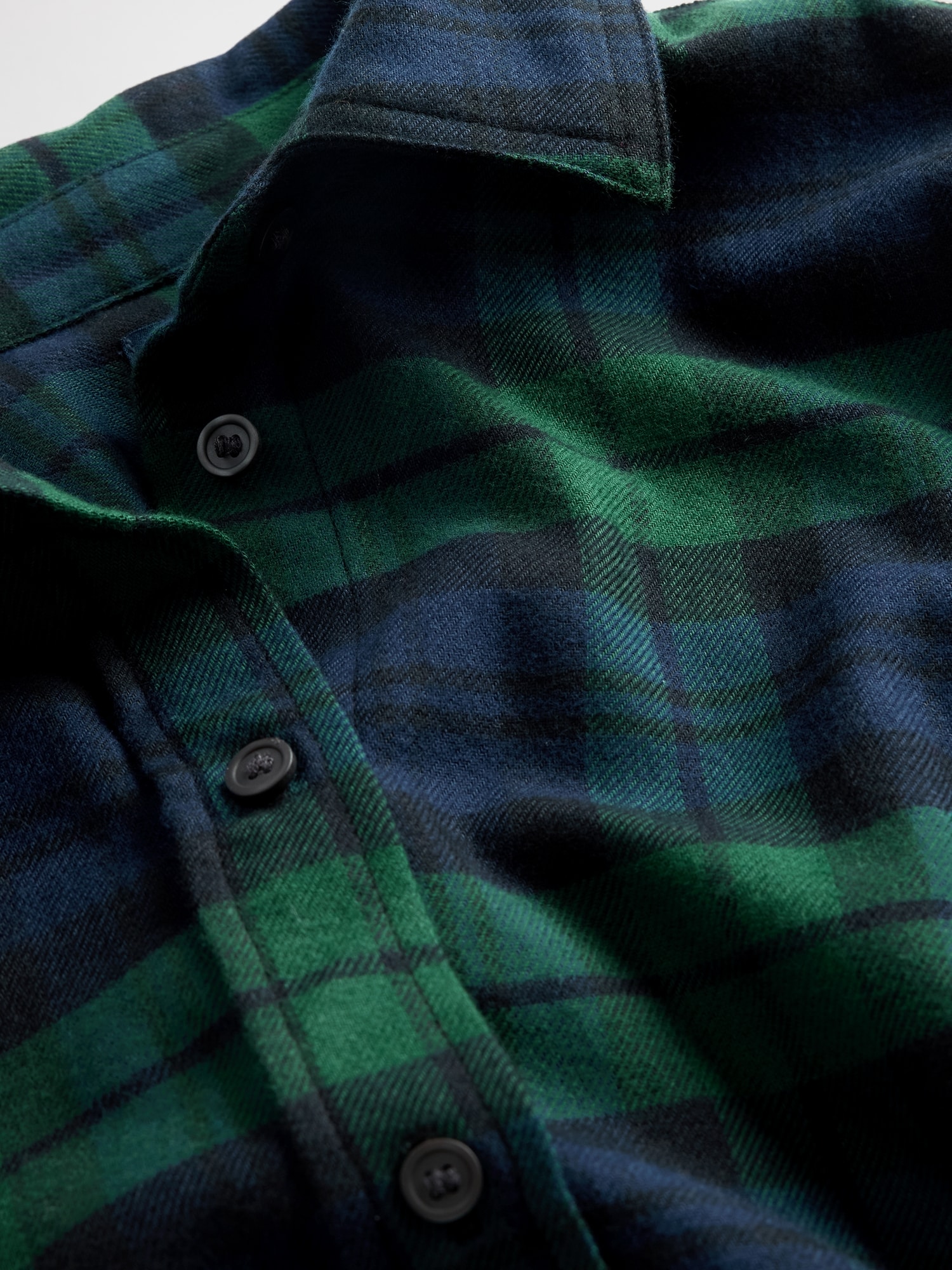 フランネル ストレートヘム クロップドシャツ-3