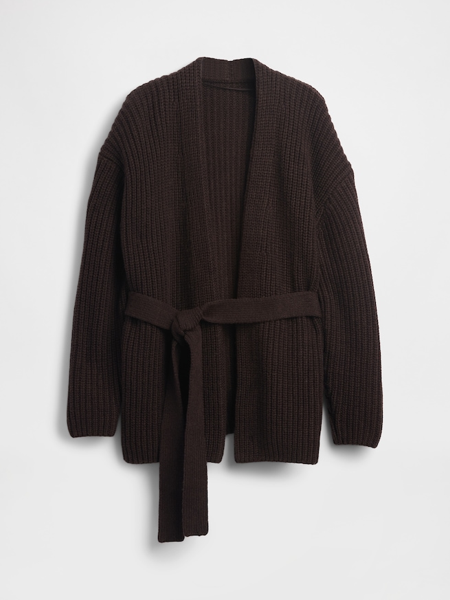 コットンブレンド ラップ ニットカーディガン-4