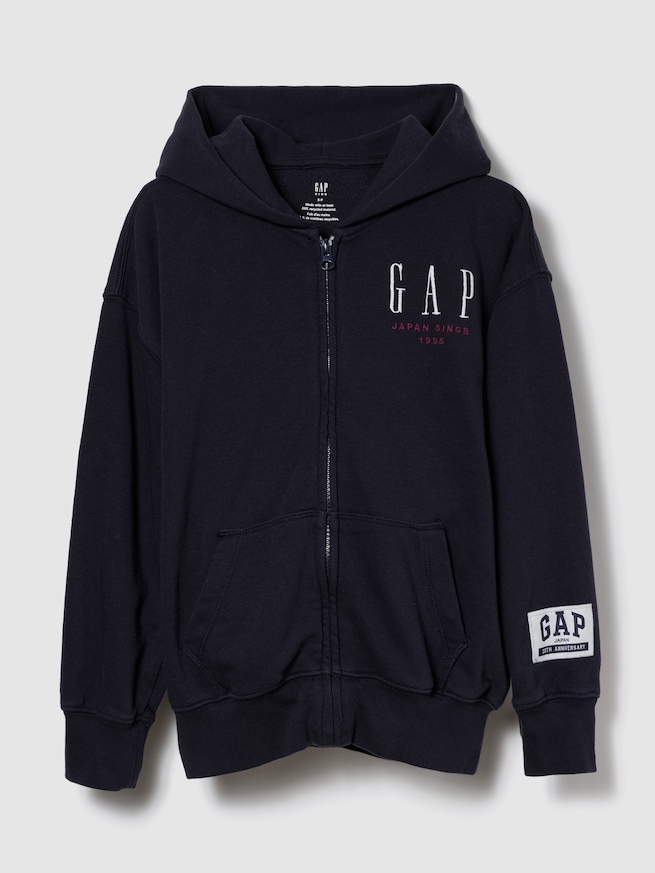 30th アニバーサリー ヴィンテージソフト GAPロゴ ジップアップパーカー (キッズ)-0
