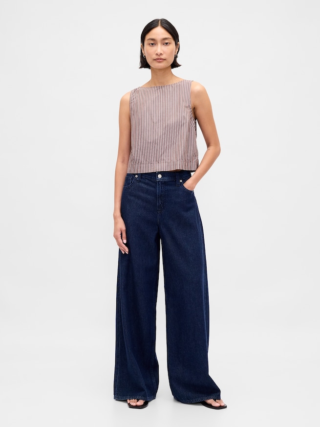 ポプリン ボートネック シェルタンクトップ-1