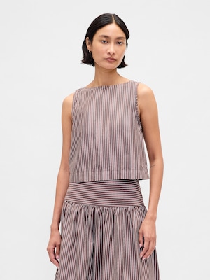 ポプリン ボートネック シェルタンクトップ