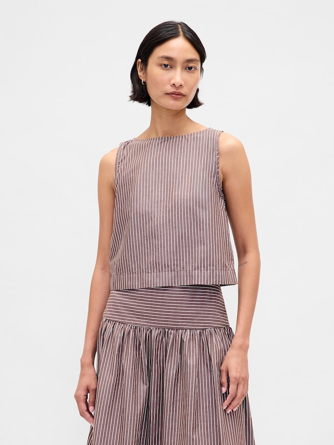 ポプリン ボートネック シェルタンクトップ-0