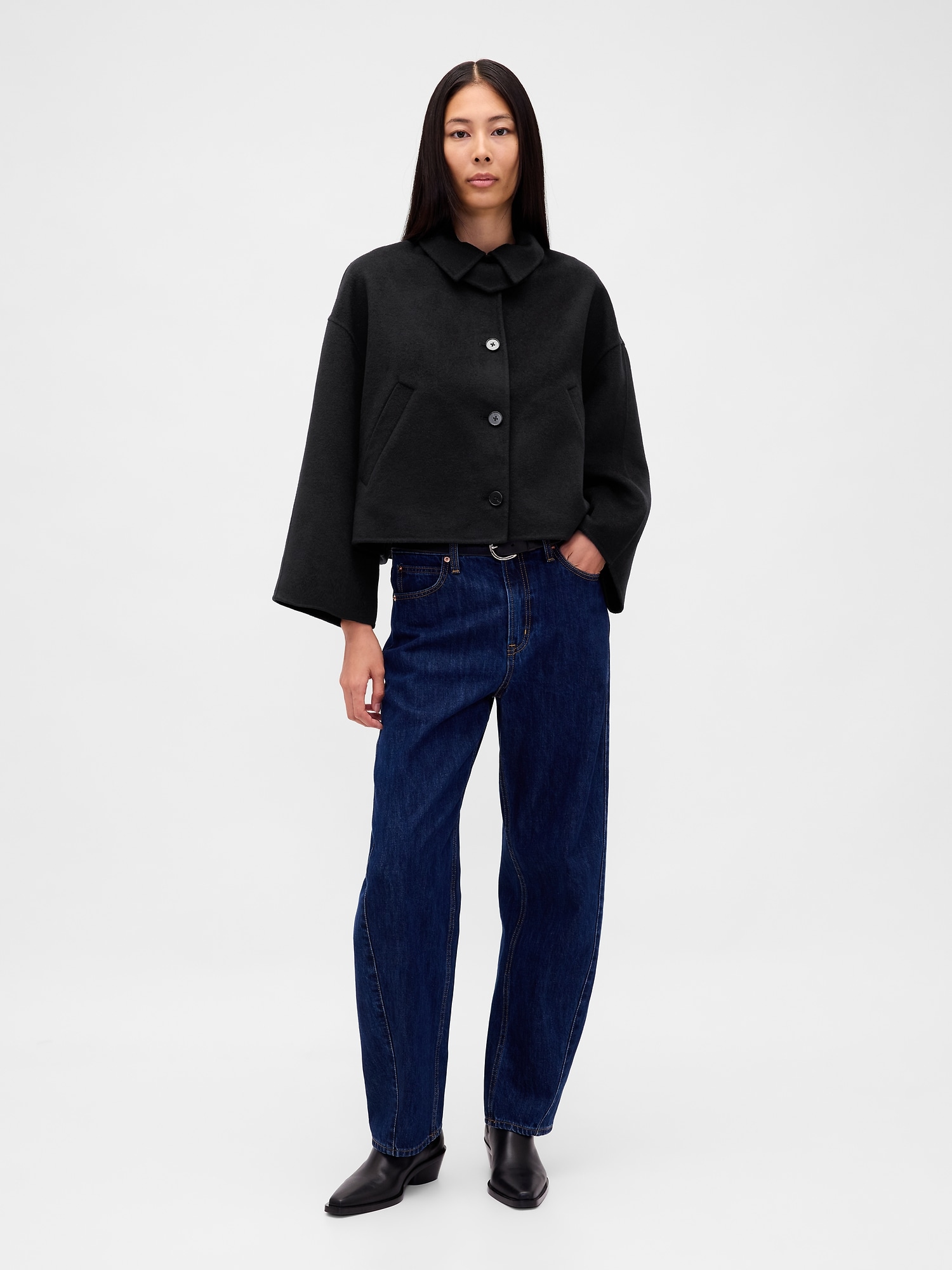 Wool-Blend Swing Jacket