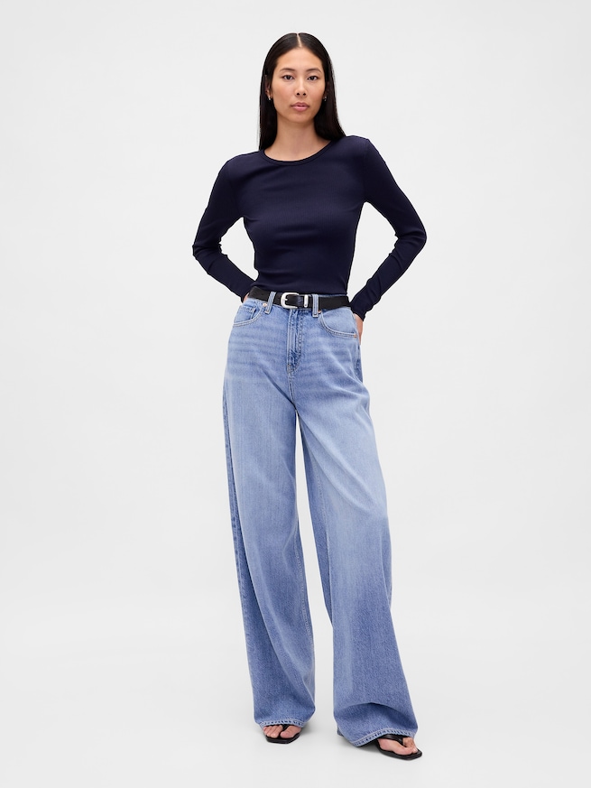 モダン コンパクト リブ クロップドTシャツ-1