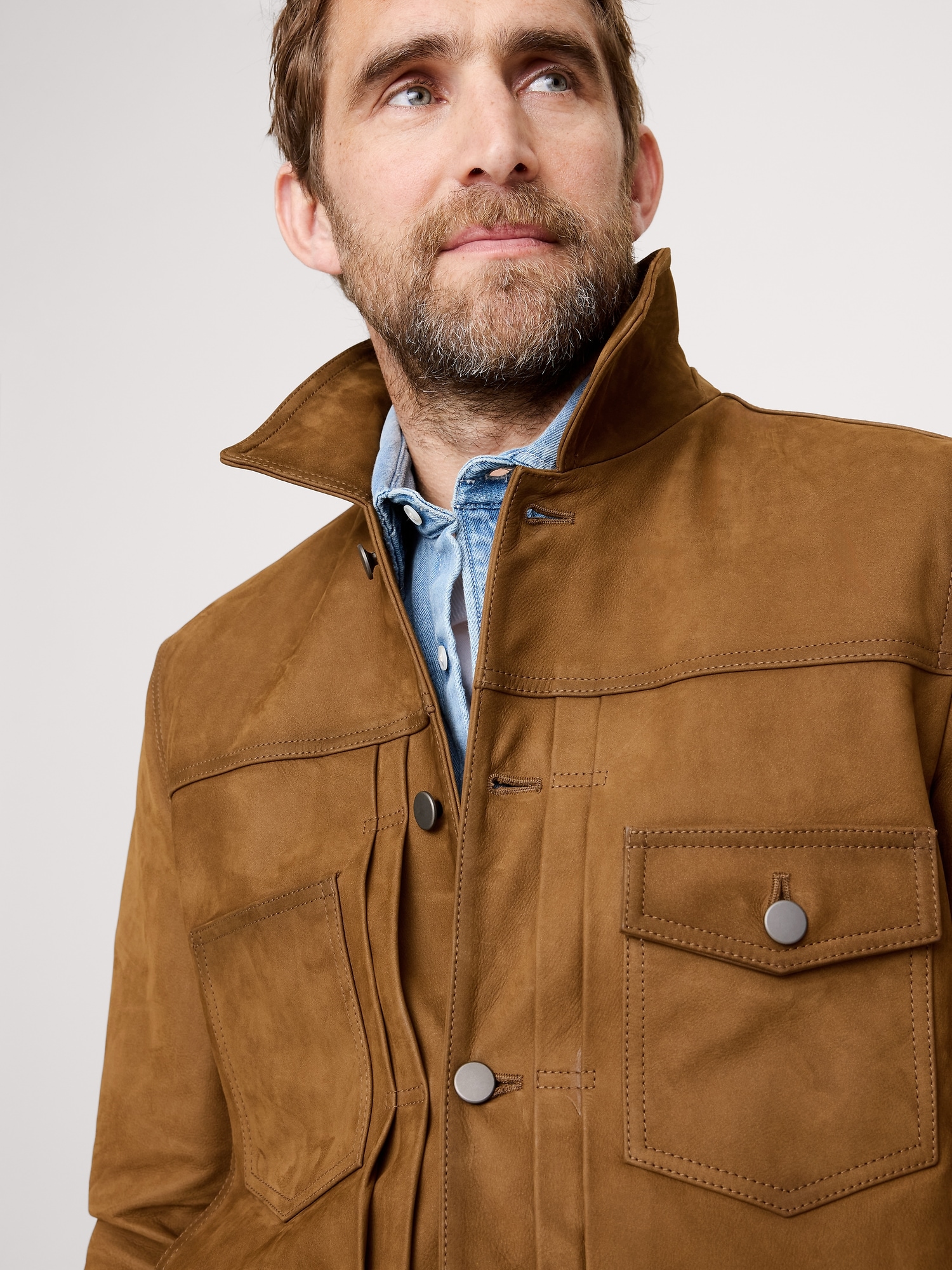 VESTE DE CAMIONNEUR EN CUIR NUBUCK