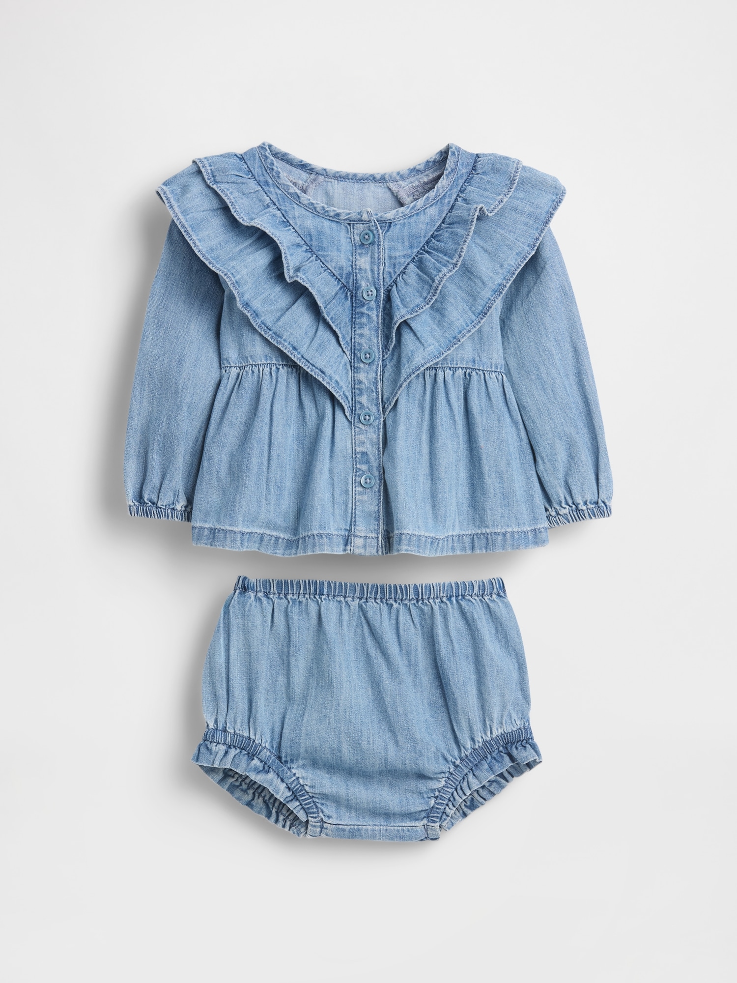 ENSEMBLE EN DENIM À VOLANTS POUR BÉBÉ