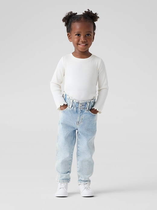 トップス   Jeans A-Is Monogram BabyTee babyGap Print Paperbag Mom Jeans | Gap Factory