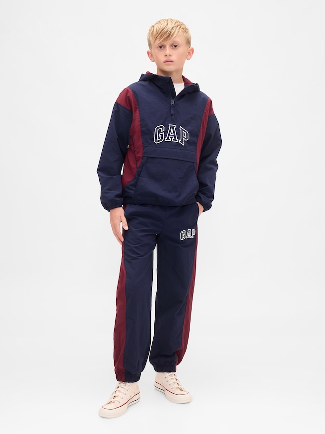 リサイクルナイロン100% リラックス GAPロゴ ジョガーパンツ (キッズ)-0