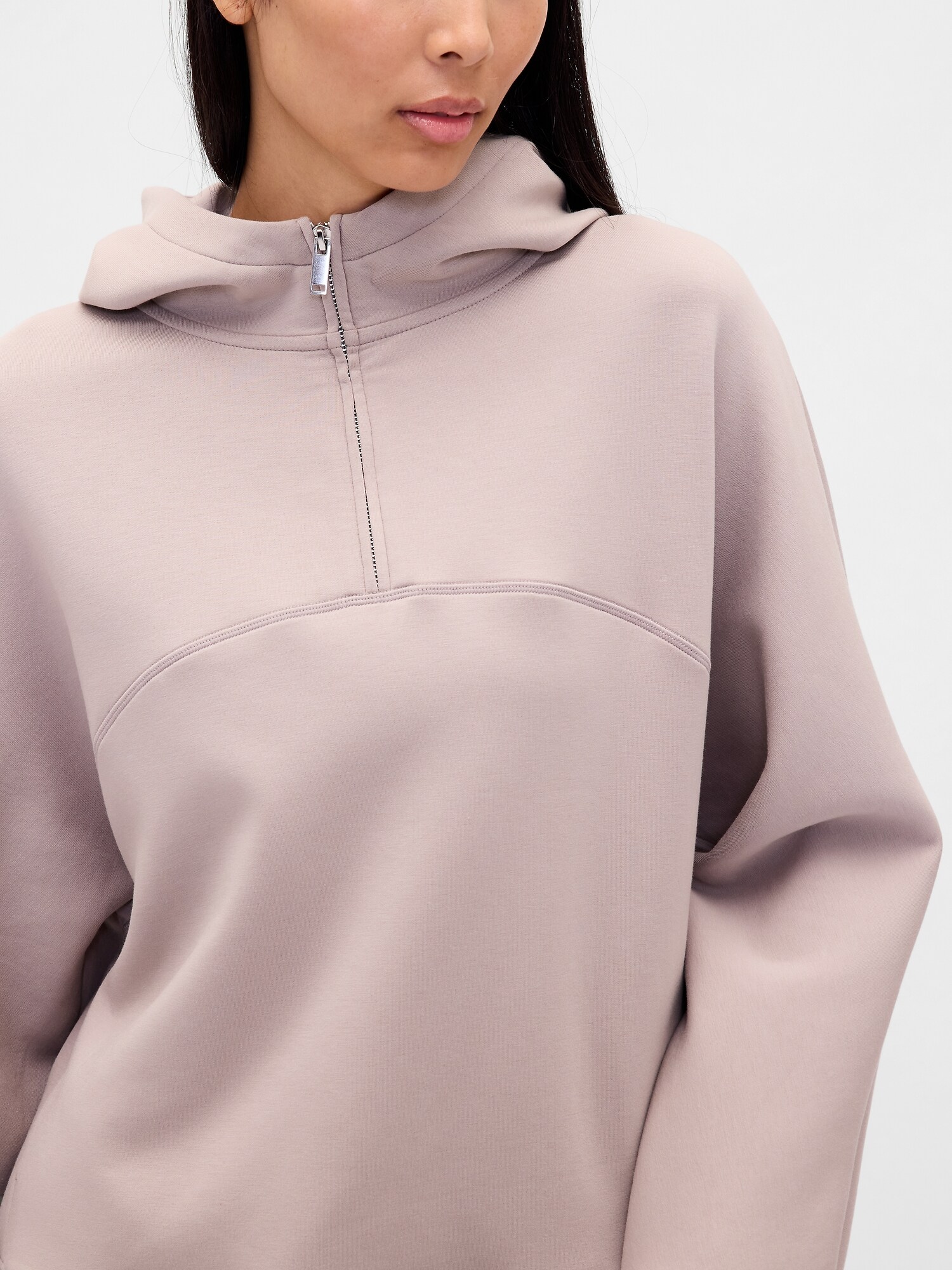 GapFit オーバーサイズ 1/4ジップアップパーカー-2