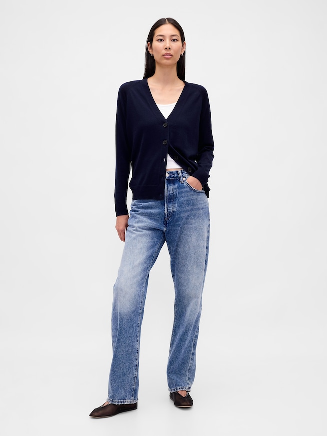 メリノウール100% ボーイフレンドカーディガン-1