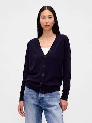 メリノウール100% ボーイフレンドカーディガン