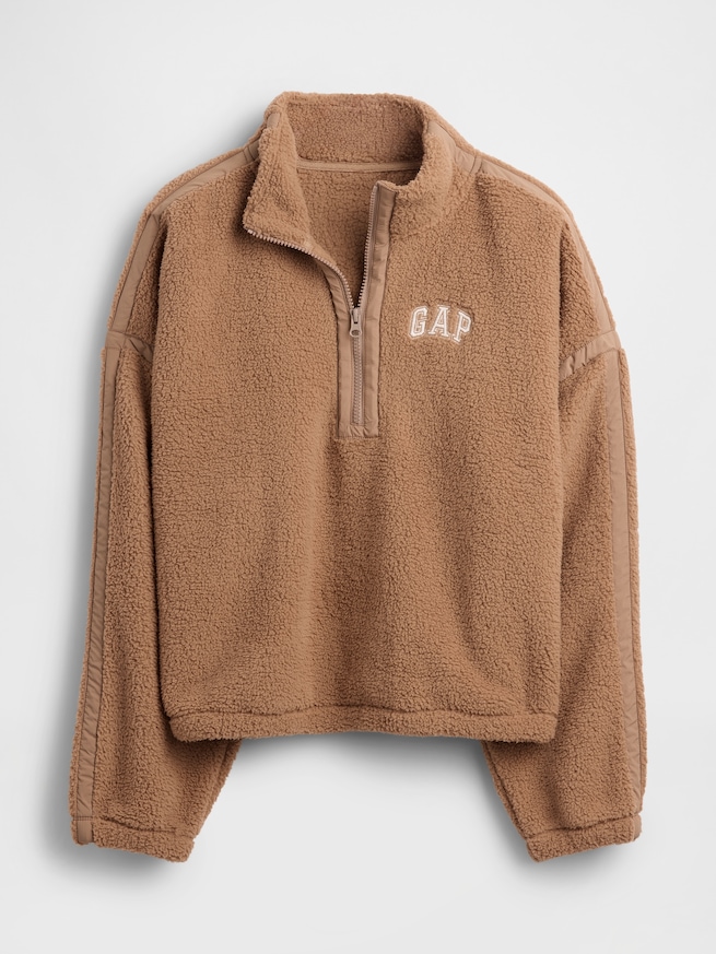 リサイクル オーバーサイズ クロップド ハーフジップ スウェットシャツ-4