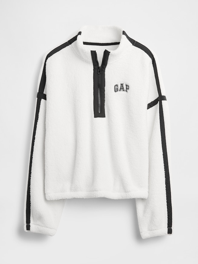 リサイクル オーバーサイズ クロップド ハーフジップ スウェットシャツ-4