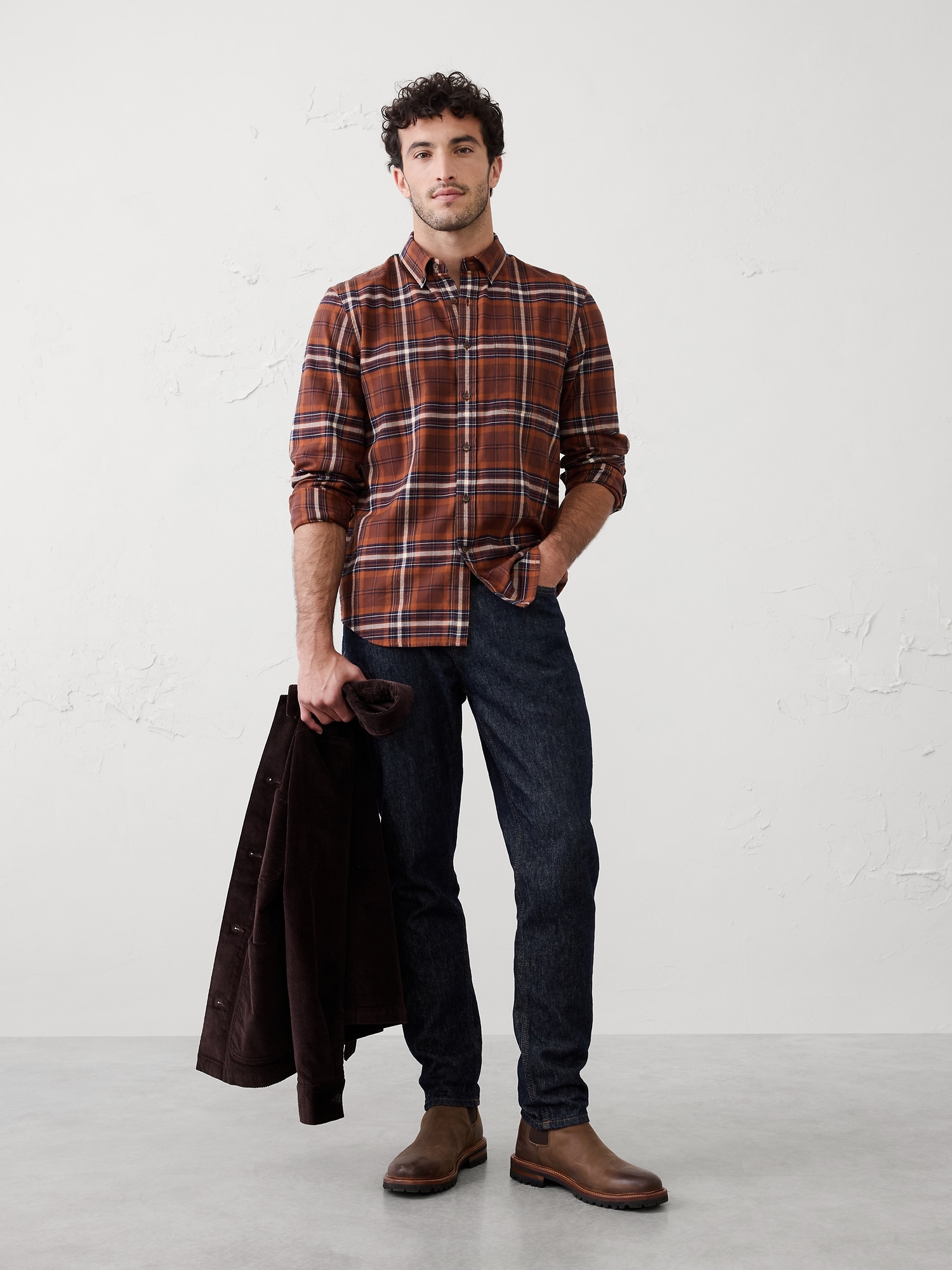Slim-Fit Lightweight Flannel Shirt