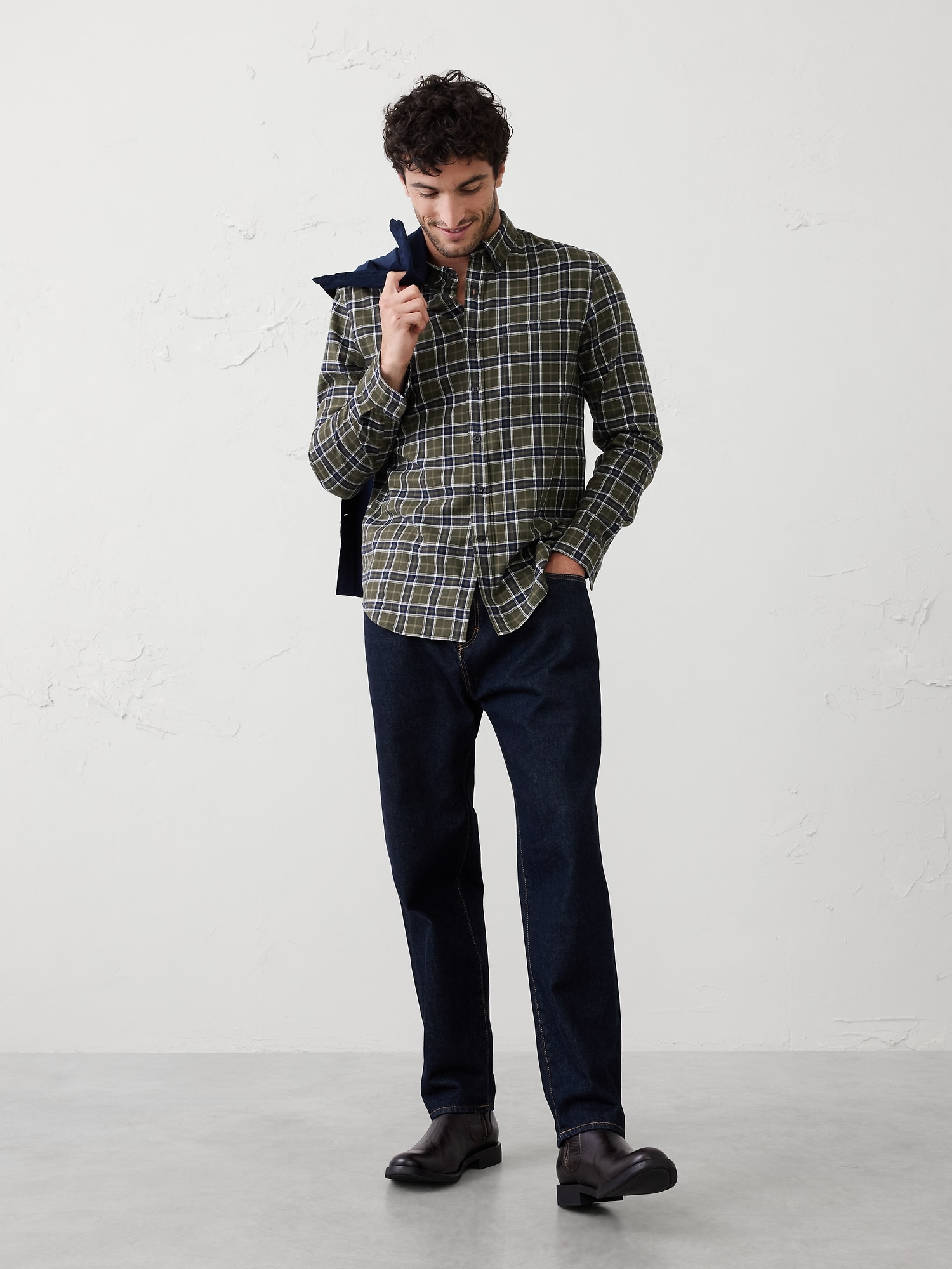 Slim-Fit Lightweight Flannel Shirt