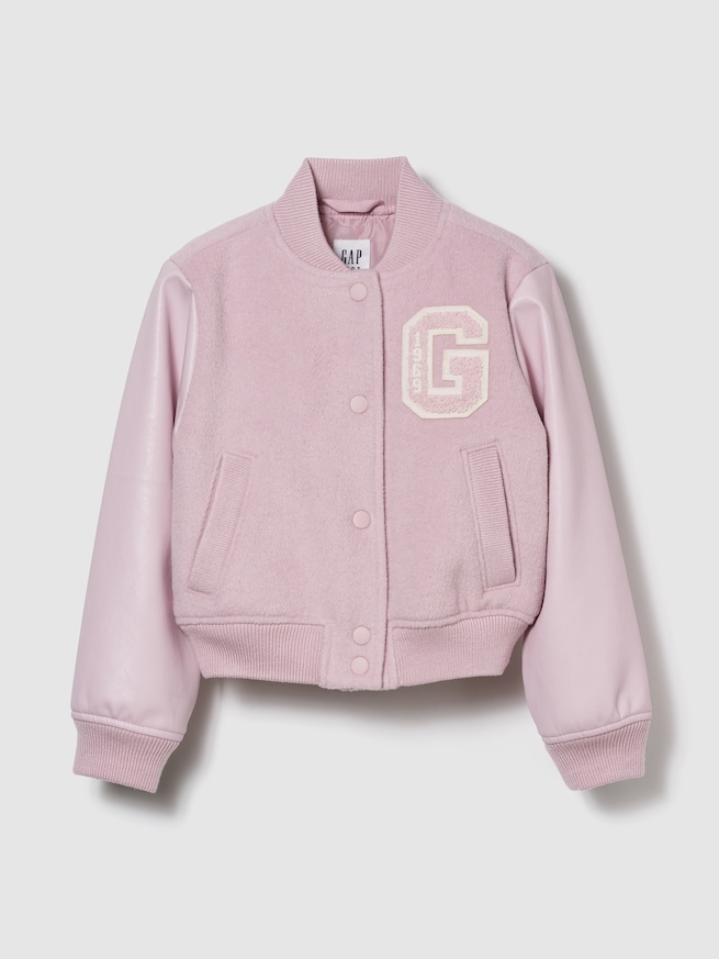 ウール混 バーシティスタイル ボンバージャケット (キッズ)-0