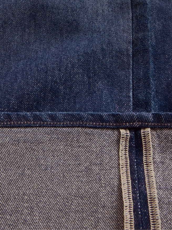 ミッドライズ メタリック ロールアップ バギーデニム-5