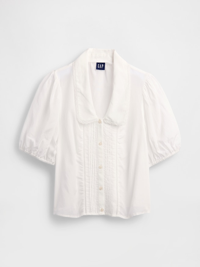 パフスリーブ 襟付きトップス-4