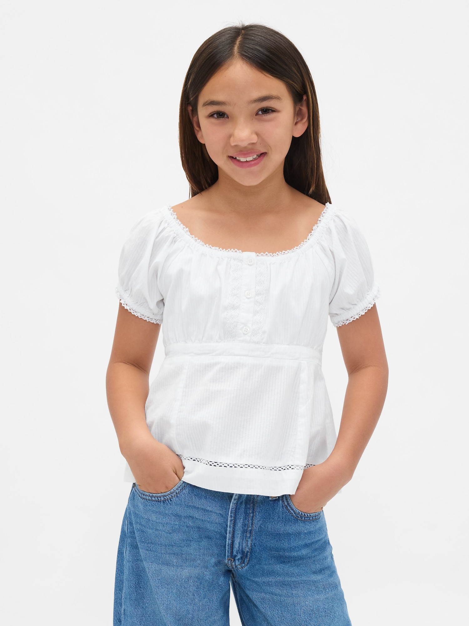 Kids Puff-Sleeve Fitted Top