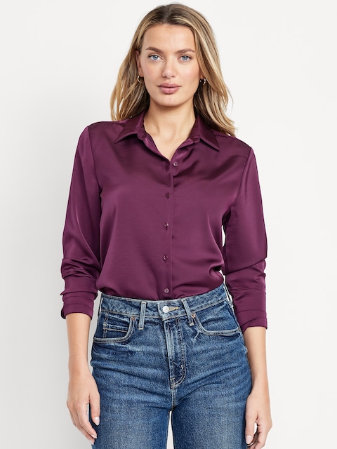Satin Button-Down Shirt