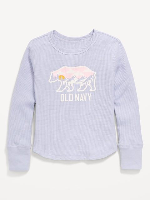 Long-Sleeve Logo Graphic Thermal-Knit T-Shirt for Girls
