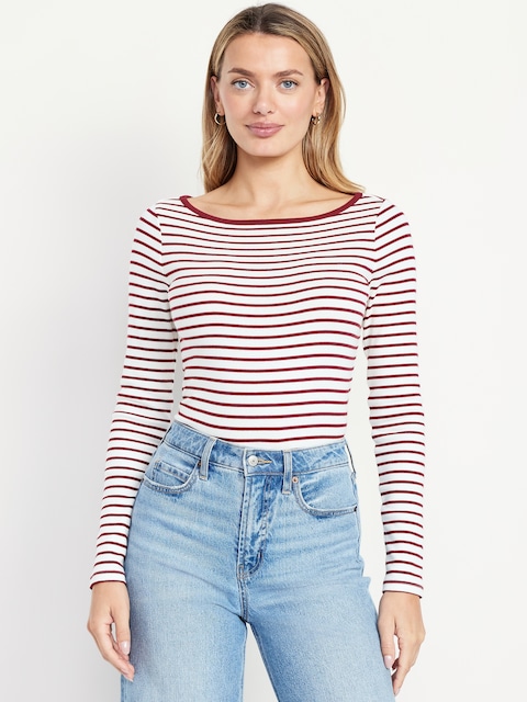 Snug Long-Sleeve Boatneck T-Shirt