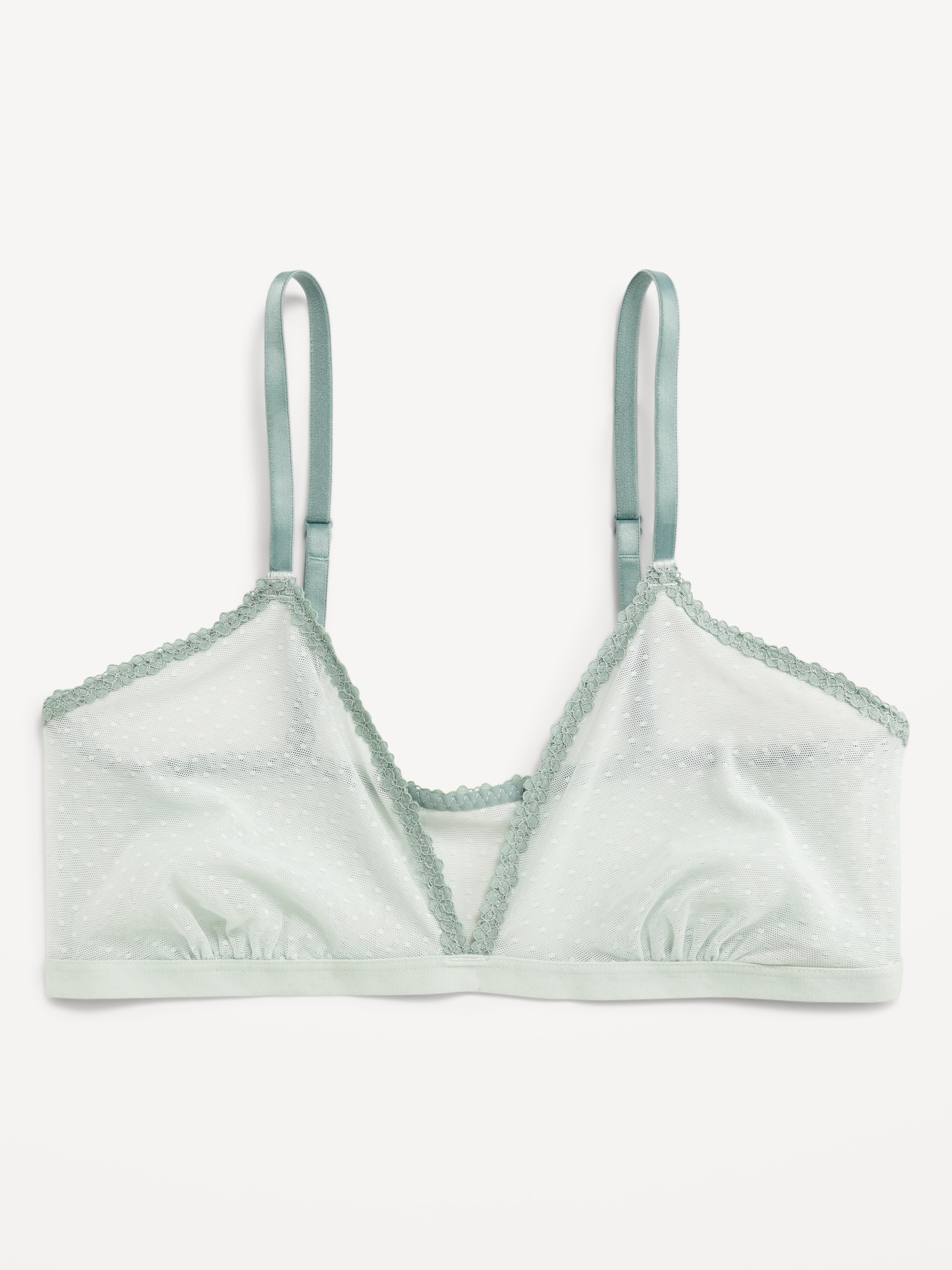 Lace-Trim Dot-Mesh Bralette