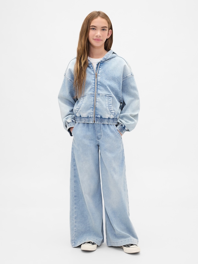 ニットデニム ジップアップパーカー (キッズ)-3