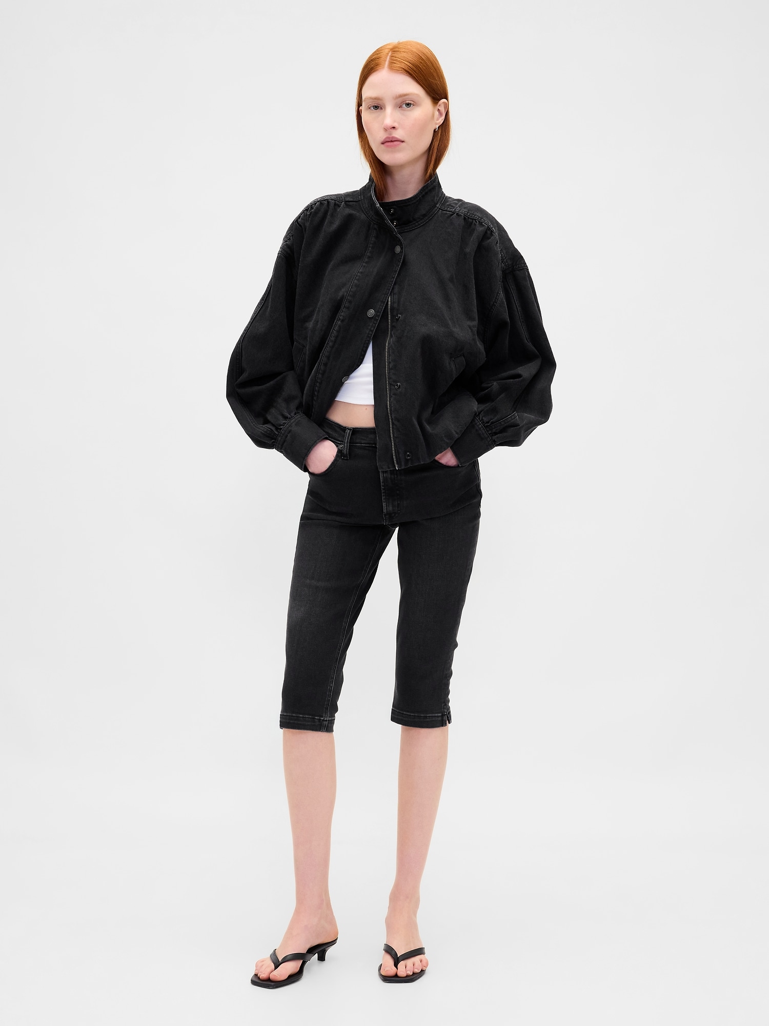 High Rise Cropped Capri Jeans