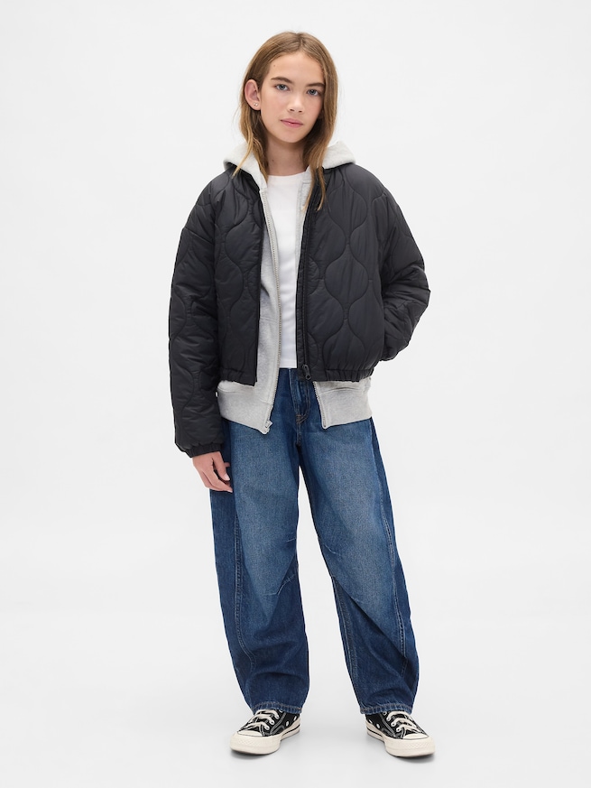 リサイクル ライトウェイト キルティング パファージャケット (キッズ)-3