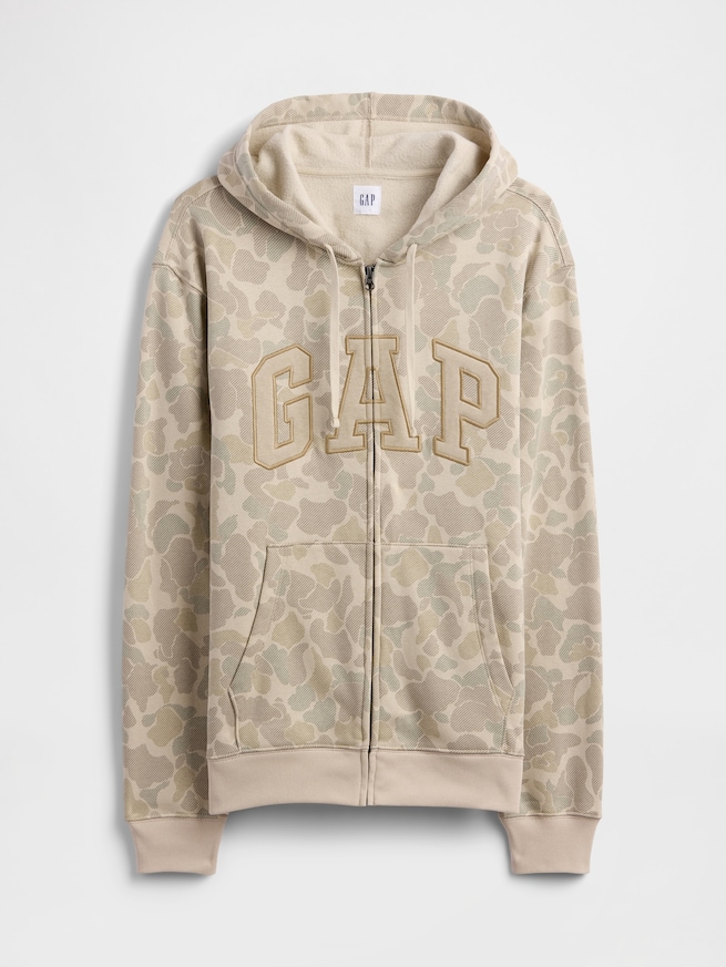 リラックスフィット GAPロゴ カモフラージュ ジップアップパーカー