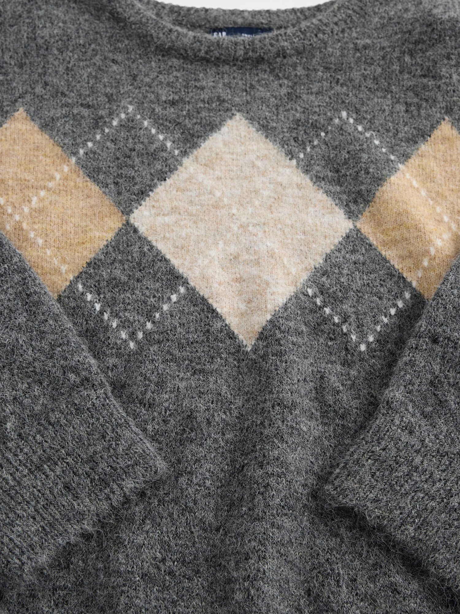 Fuzzy Argyle Crop Sweater