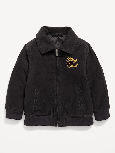 BLOUSON AVIATEUR EN VELOURS CÔTELÉ BRODÉ À GLISSIÈRE POUR TOUT-PETIT GARÇON