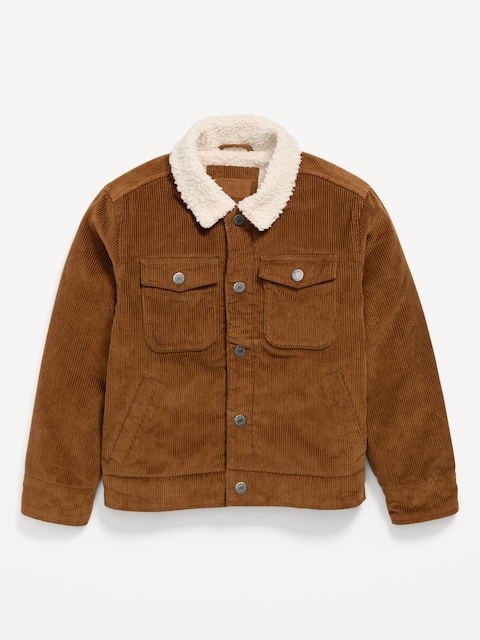 Sherpa-Lined Corduroy Trucker Jacket for Boys