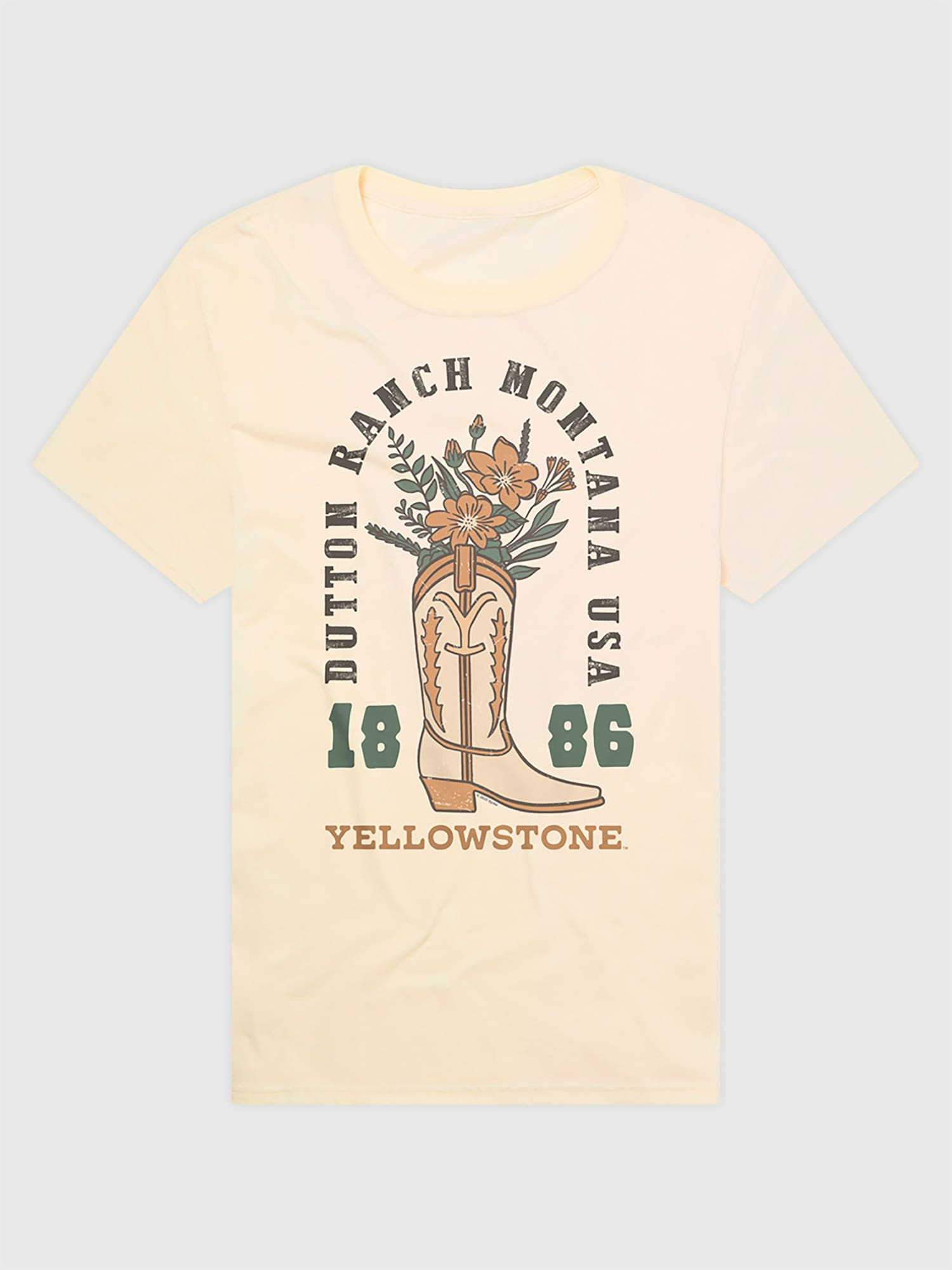Yellowstone Flower Cowboy Boot Graphic T-Shirt