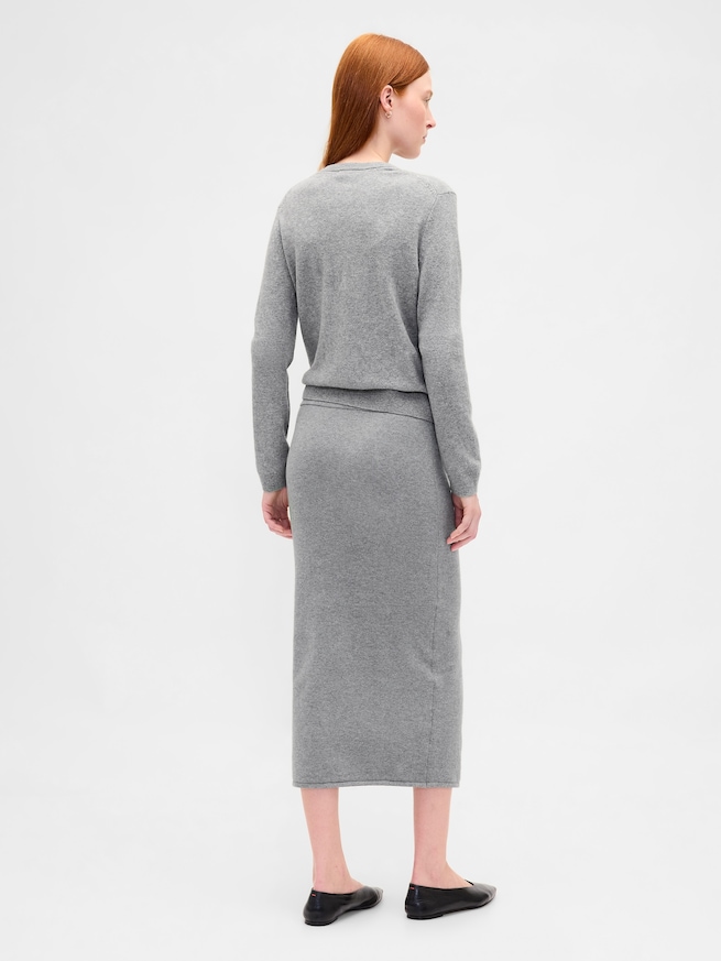 CashSoftカシミヤタッチ ストレッチミディスカート-1