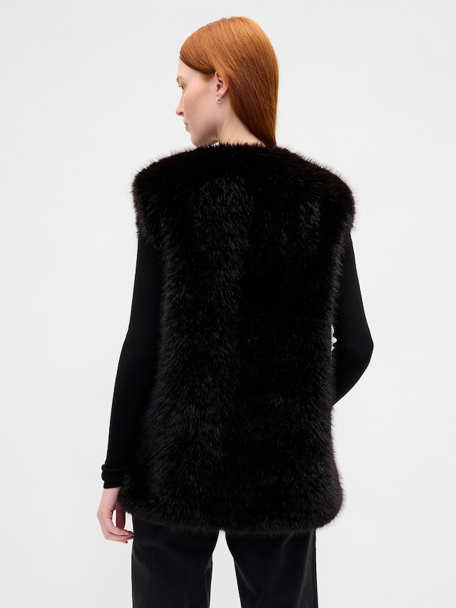 リサイクル フェイクファー ベスト-2