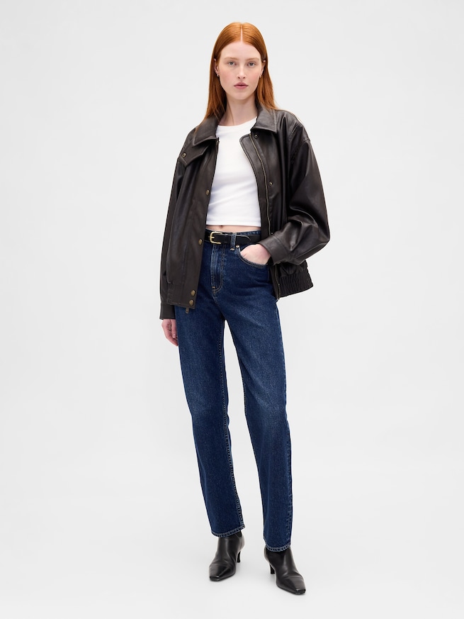 オーバーサイズ ヴィーガンレザージャケット-1