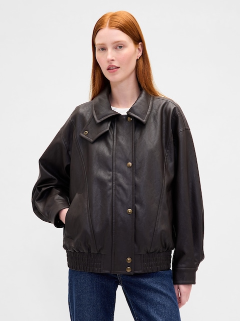 Oversized Vegan Leather Jacket