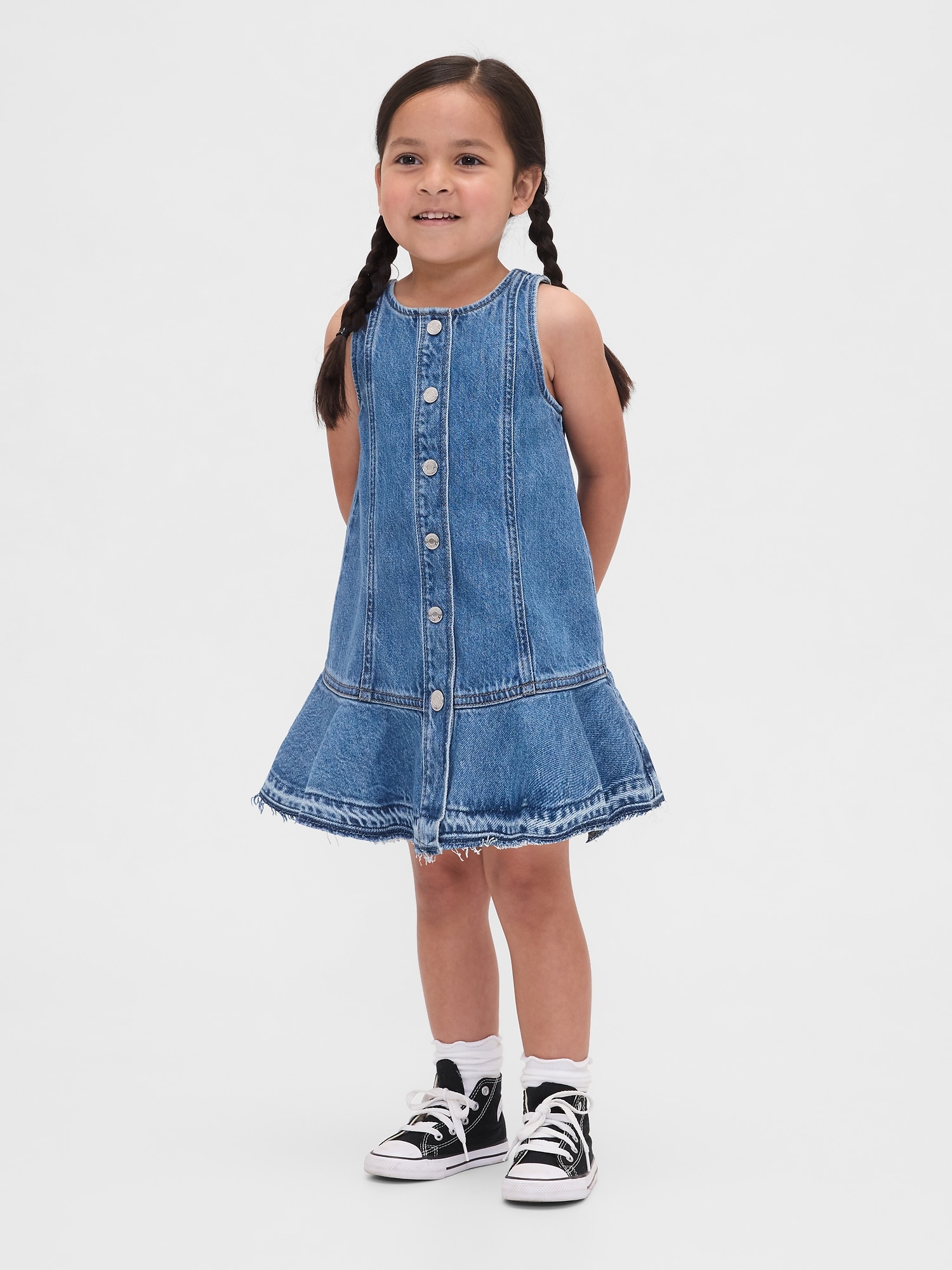 Gap デニム 裾ペプラム ワンピース (幼児・ベビー) Gap デニム 裾ペプラム ワンピース (幼児・ベビー)