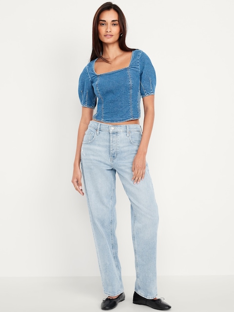 Mid-Rise Slouchy Straight Jeans