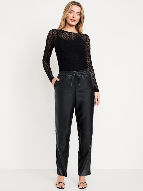 High-Waisted Billie Faux-Leather Ankle Trouser