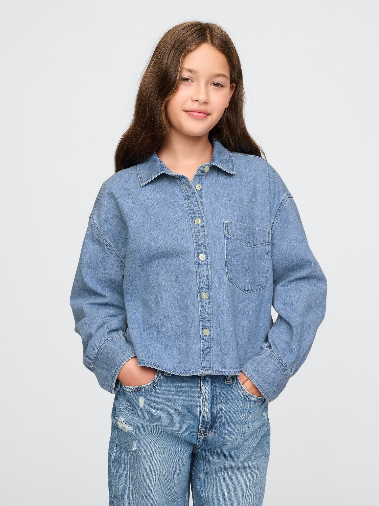 Gap オーバーサイズ デニムシャツ (キッズ) Gap オーバーサイズ デニムシャツ (キッズ)