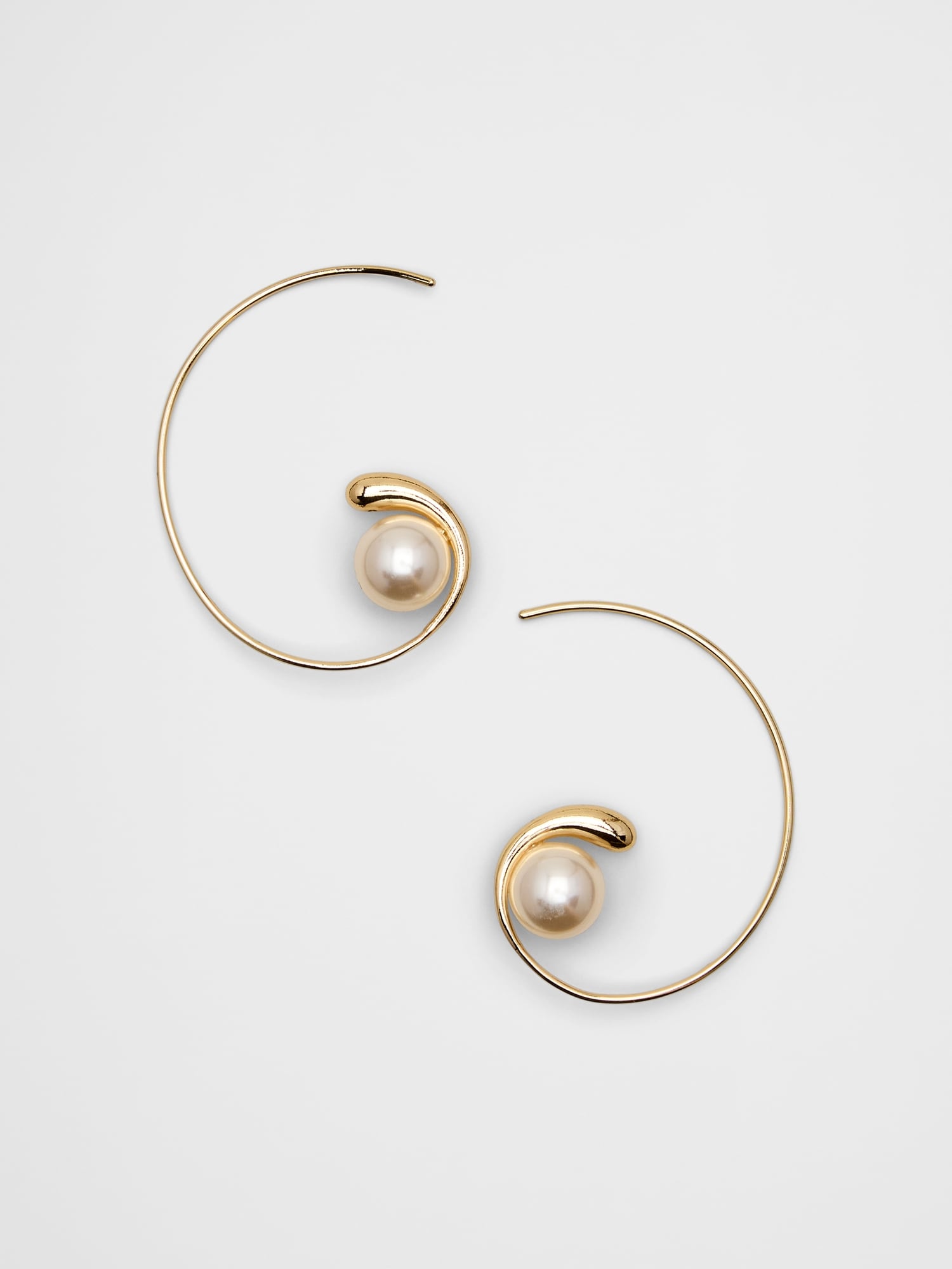 Large Single Pearl Hoop Earrings