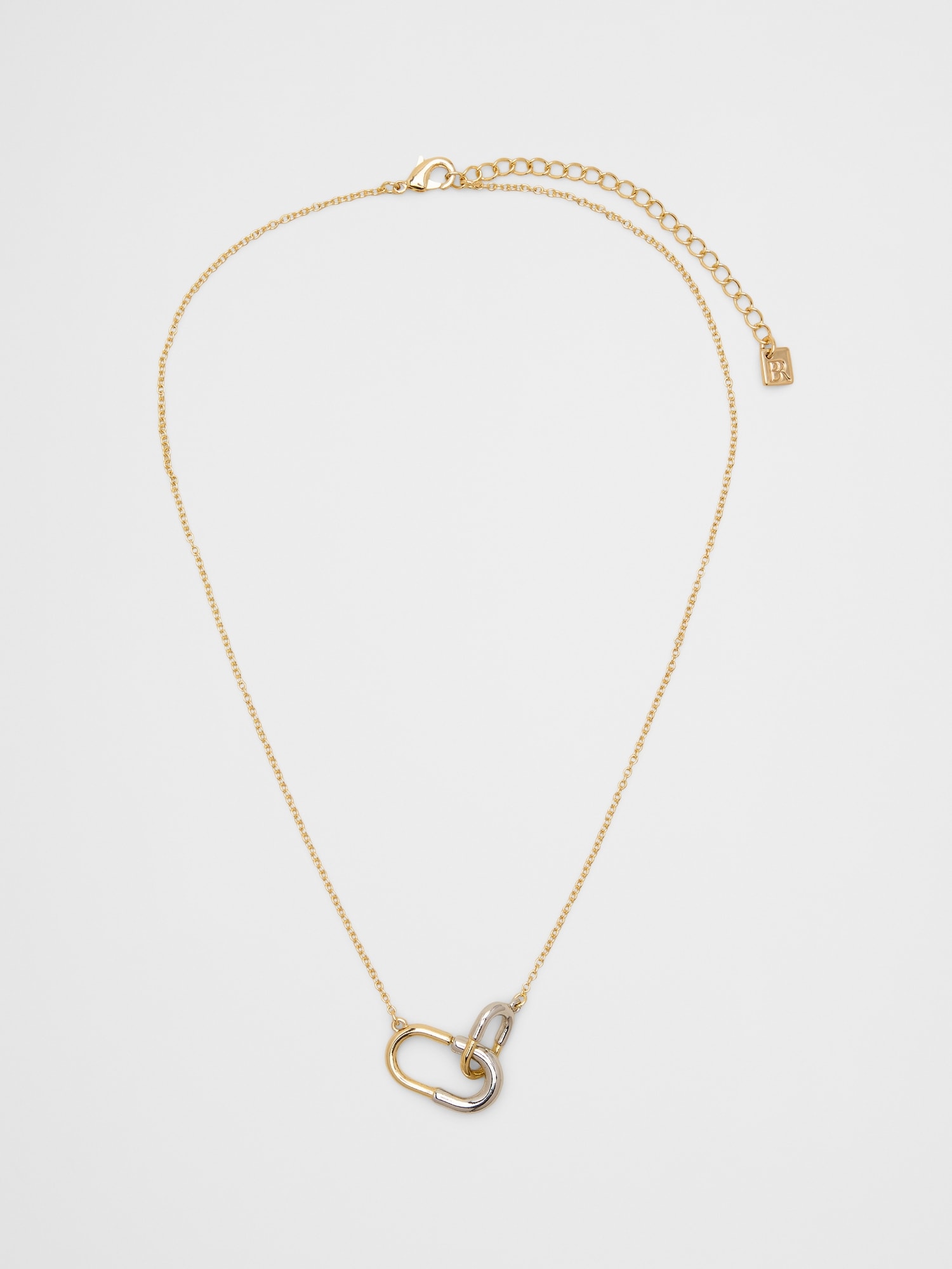 Mixed Metal Interlock Paperclip Necklace