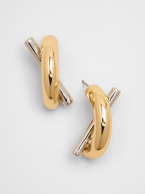 Mixed Metal Bar Earrings