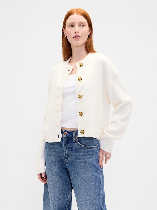 CashSoft カシミヤタッチ オーバーサイズ チャンキー カーディガン-0