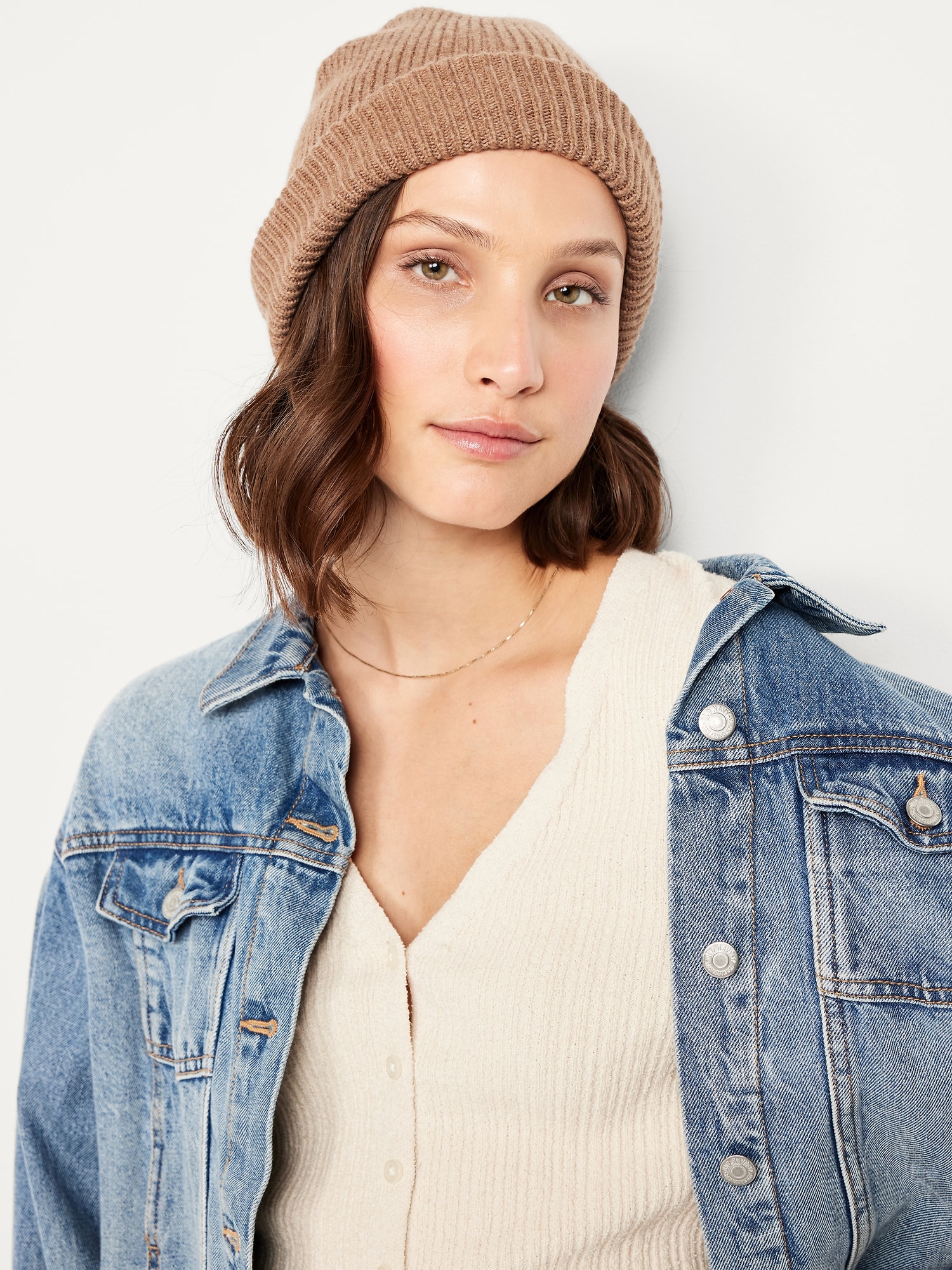 Rib-Knit Cuffed Beanie for Women