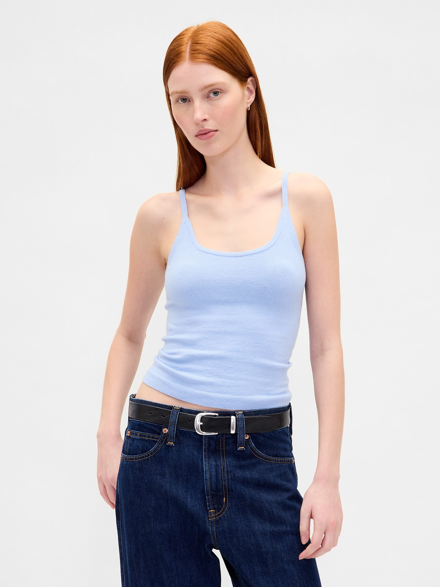 Cashsoft カシミヤタッチ ストレッチ クロップド タンクトップ